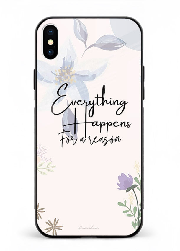 Pastel floral quote printed on iphone xs max glass back cover with calming tones.