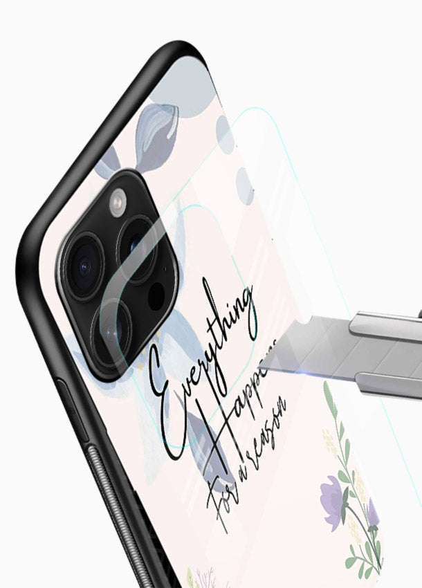 Pastel floral quote printed on glossy vibrant premium glass back cover with calming tones. - Angle Blade
