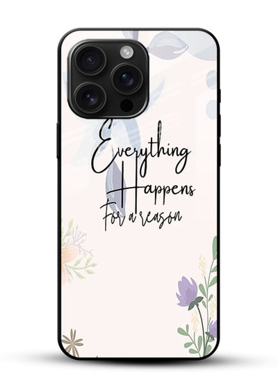 Pastel floral quote printed on glossy vibrant premium glass back cover with calming tones. - Angle Front
