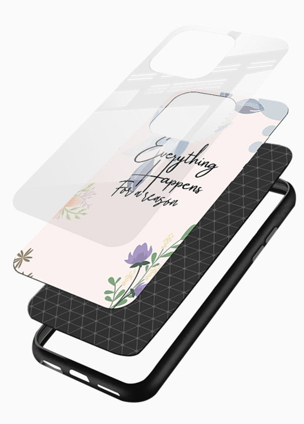 Pastel floral quote printed on glossy vibrant premium glass back cover with calming tones. - Angle Layers