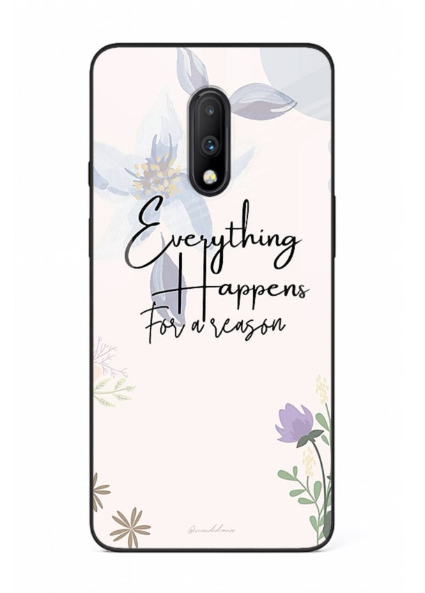 Pastel floral quote printed on OnePlus 7 glass back cover with calming tones.