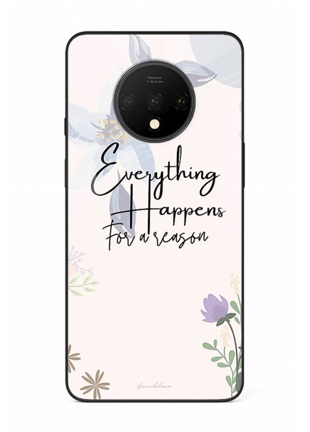 Pastel floral quote printed on OnePlus 7T glass back cover with calming tones.