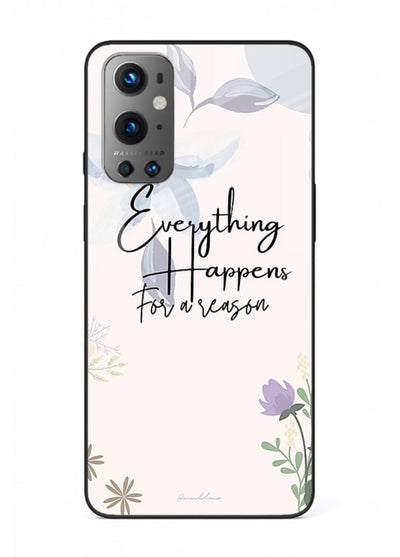 Pastel floral quote printed on OnePlus 9 glass back cover with calming tones.