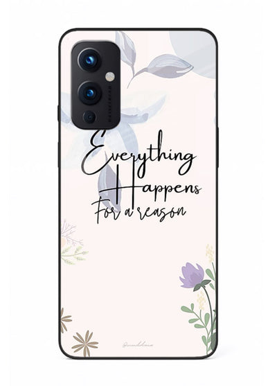 Pastel floral quote printed on OnePlus 9 Pro glass back cover with calming tones.