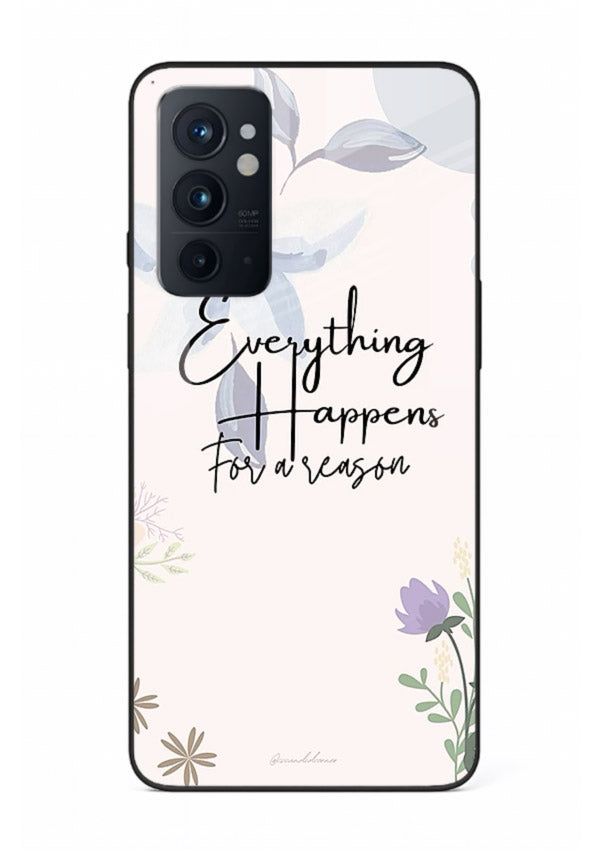 Pastel floral quote printed on OnePlus 9RT glass back cover with calming tones.