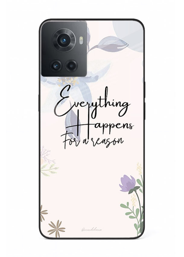 Pastel floral quote printed on OnePlus 10R glass back cover with calming tones.