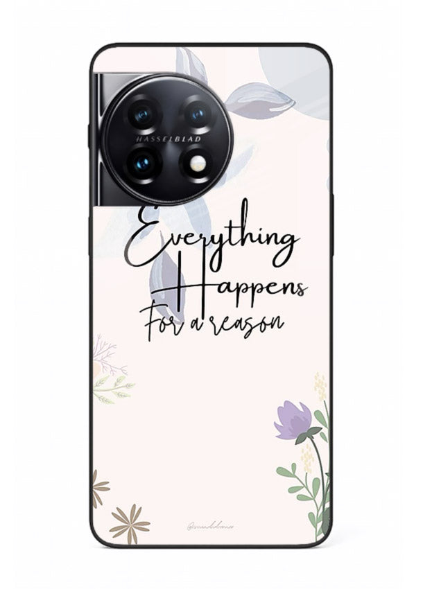 Pastel floral quote printed on OnePlus 11 glass back cover with calming tones.