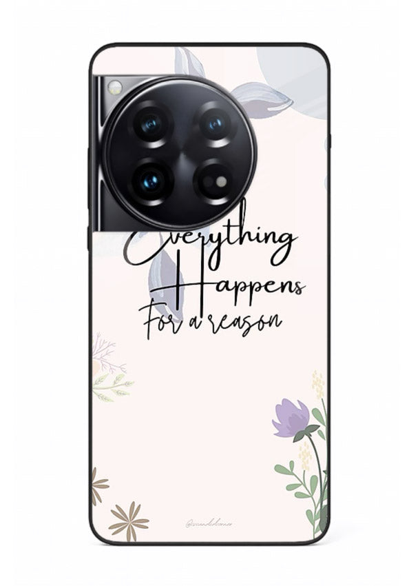 Pastel floral quote printed on OnePlus 12 glass back cover with calming tones.