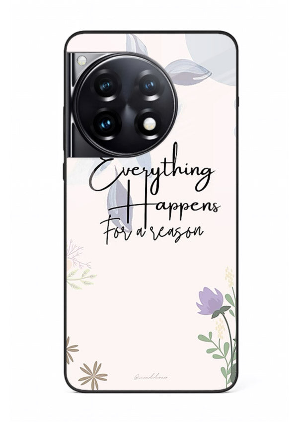 Pastel floral quote printed on OnePlus 12R glass back cover with calming tones.