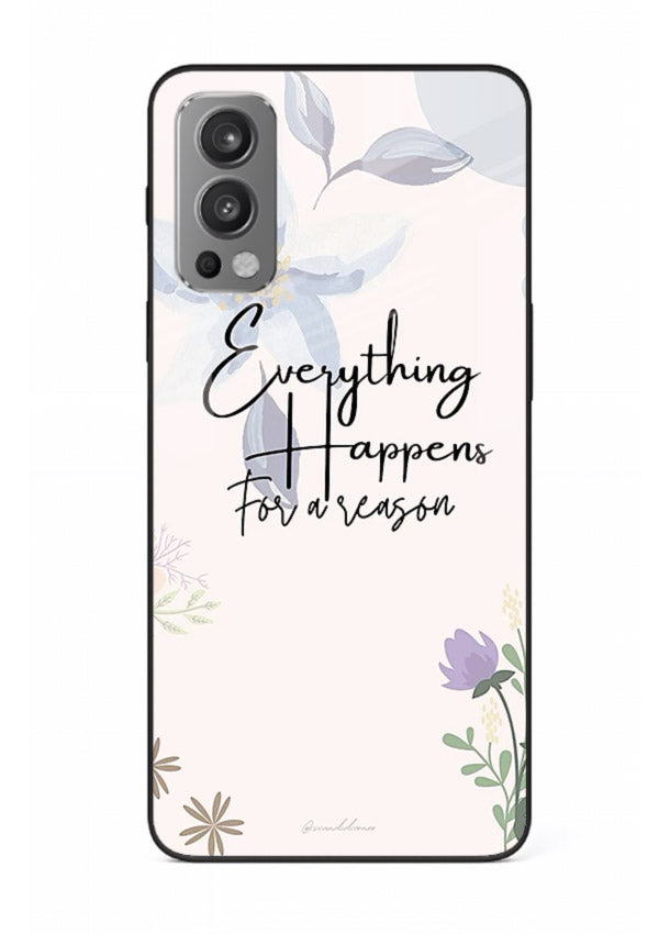 Pastel floral quote printed on OnePlus Nord 2 glass back cover with calming tones.