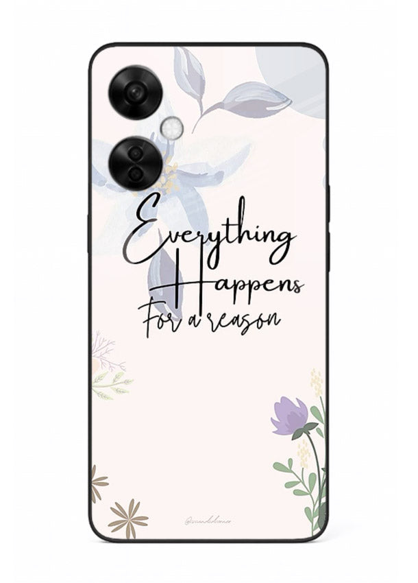 Pastel floral quote printed on OnePlus Nord CE3 Lite glass back cover with calming tones.