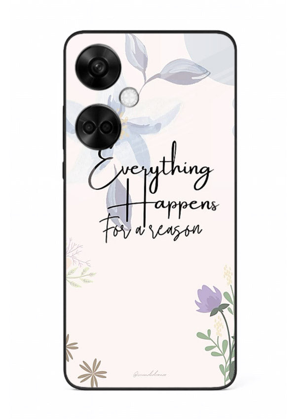 Pastel floral quote printed on OnePlus Nord CE3 glass back cover with calming tones.