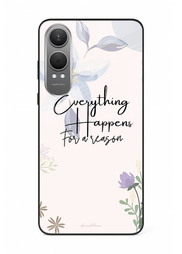 Pastel floral quote printed on OnePlus Nord CE4 Lite glass back cover with calming tones.