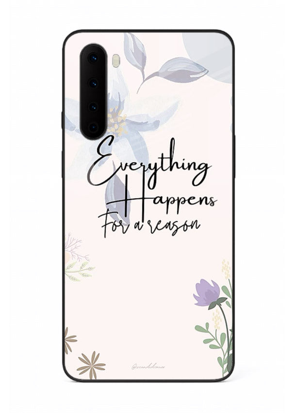 Pastel floral quote printed on OnePlus Nord glass back cover with calming tones.