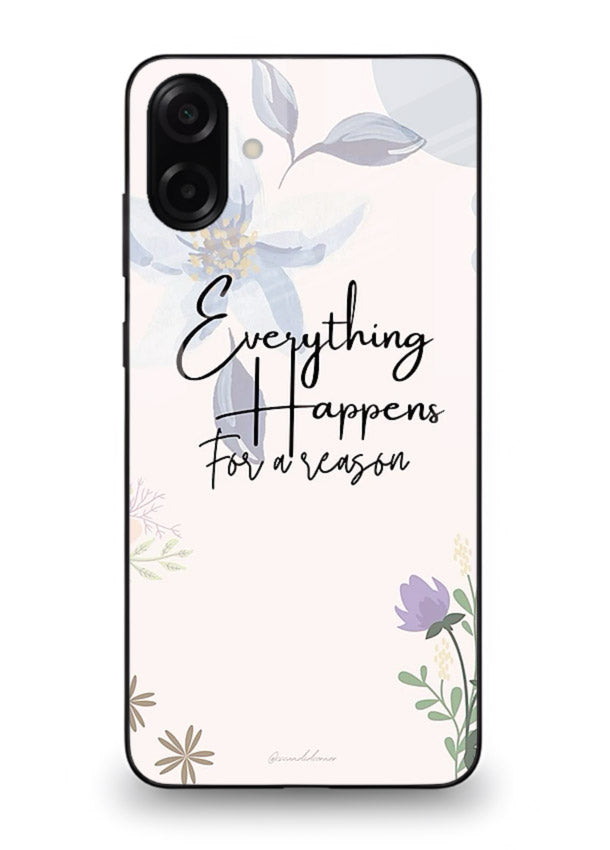 Pastel floral quote printed on Samsung A07 4G glass back cover with calming tones.