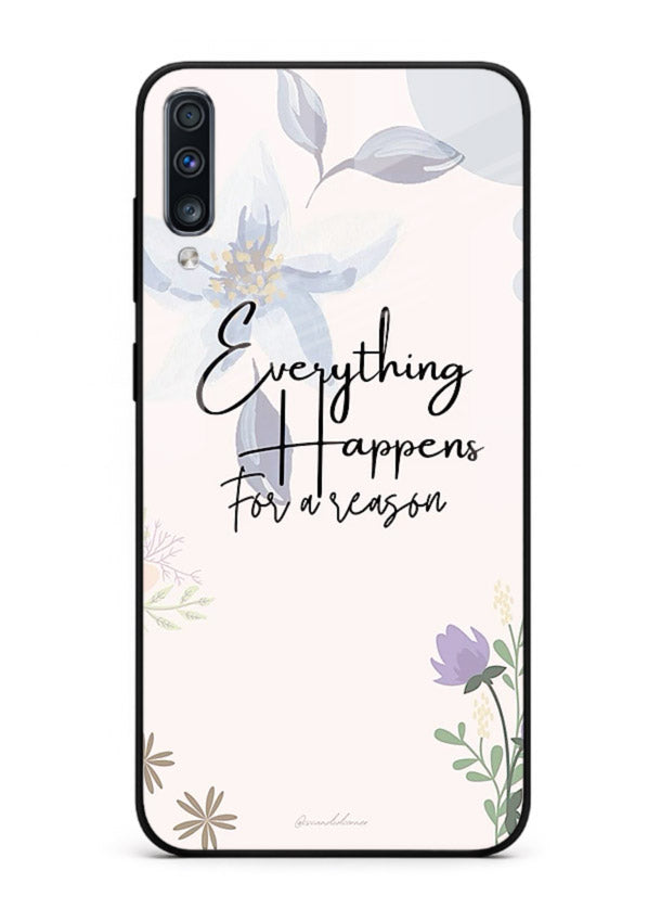 Pastel floral quote printed on Samsung A50 glass back cover with calming tones.