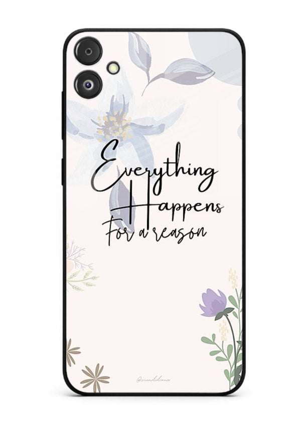 Pastel floral quote printed on Samsung F04 5G glass back cover with calming tones.