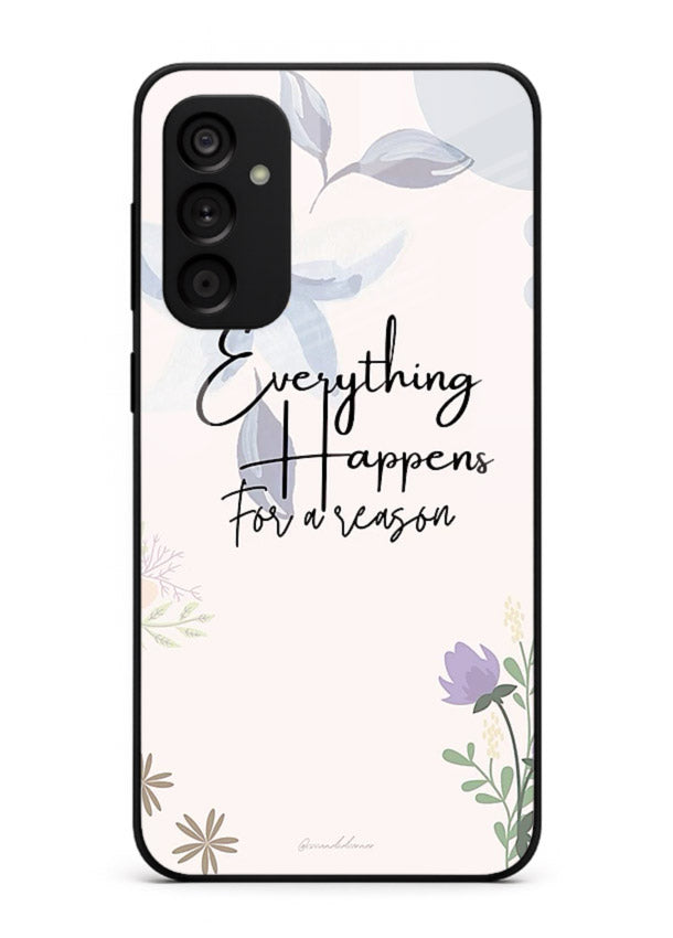 Pastel floral quote printed on Samsung M14 4G glass back cover with calming tones.