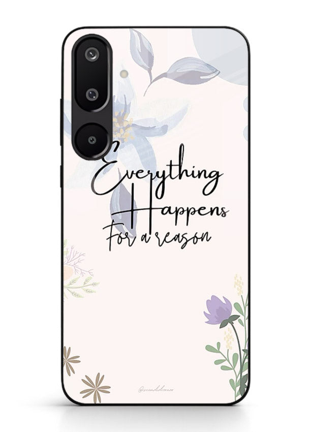Pastel floral quote printed on Samsung F16 5G glass back cover with calming tones.