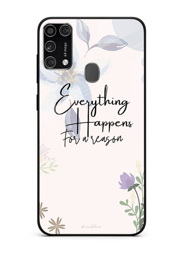 Pastel floral quote printed on Samsung M31 Prime glass back cover with calming tones.