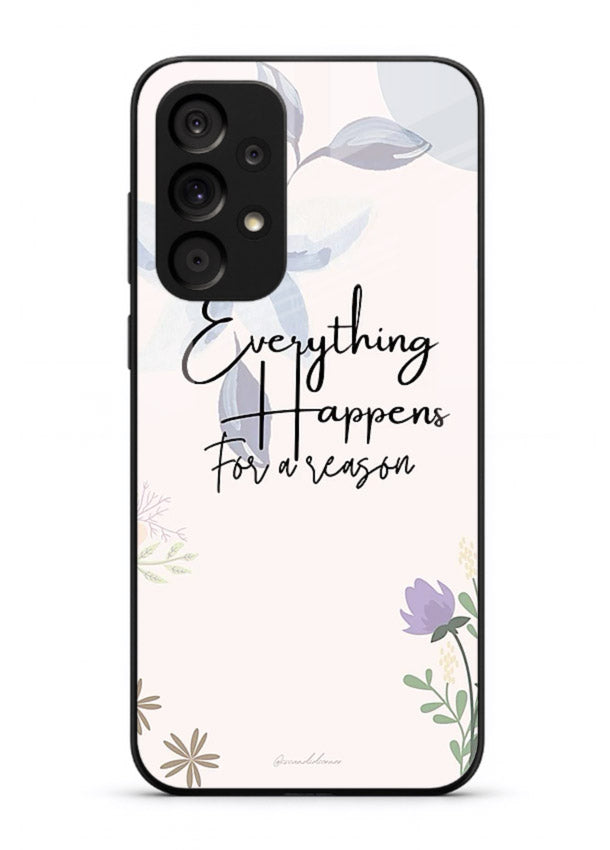 Pastel floral quote printed on Samsung A53 5G glass back cover with calming tones.