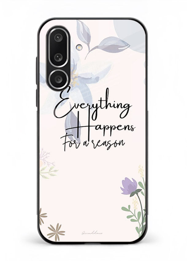 Pastel floral quote printed on Samsung F56 5G glass back cover with calming tones.