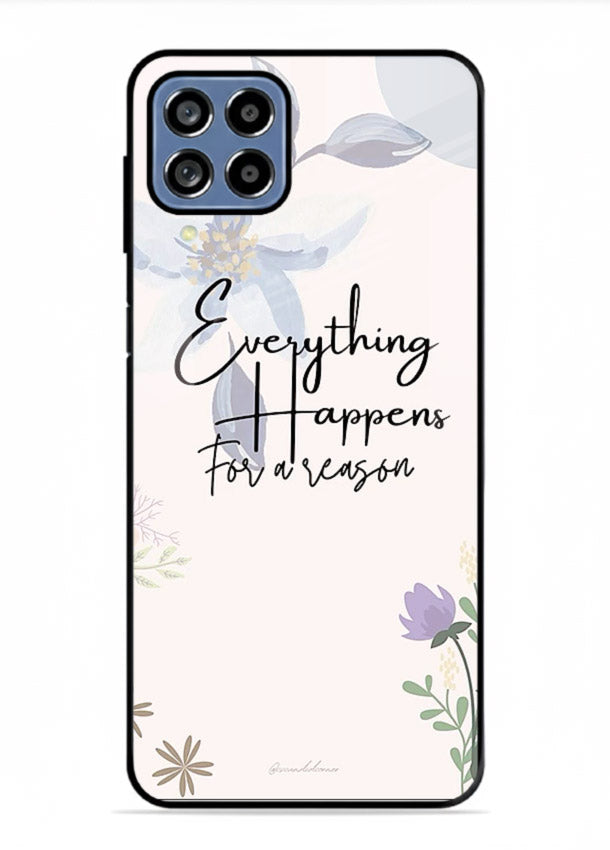 Pastel floral quote printed on Samsung M53 5G glass back cover with calming tones.