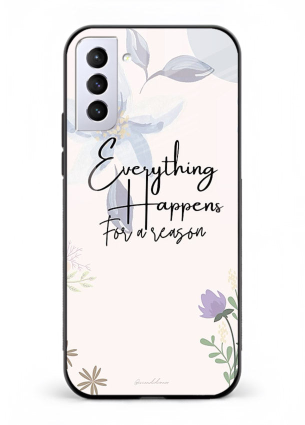 Pastel floral quote printed on Samsung S21 Plus glass back cover with calming tones.