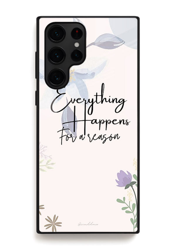 Pastel floral quote printed on Samsung S24 Ultra glass back cover with calming tones.