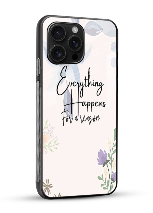 Pastel floral quote printed on glossy vibrant premium glass back cover with calming tones. - Angle Side