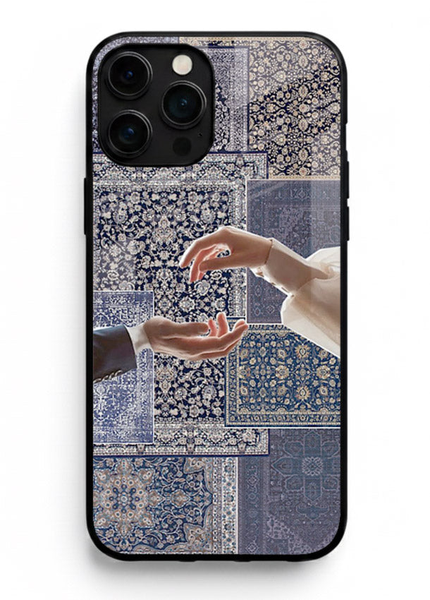 Aesthetic hands artwork printed on tempered glass iPhone 12 Pro Max back cover