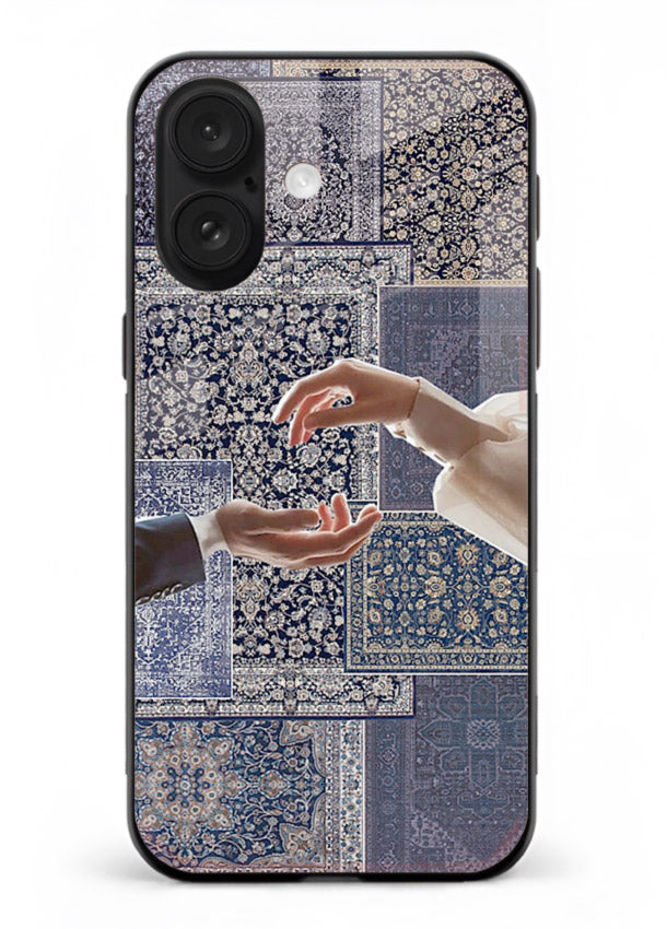 Aesthetic hands artwork printed on tempered glass iPhone 18 back cover