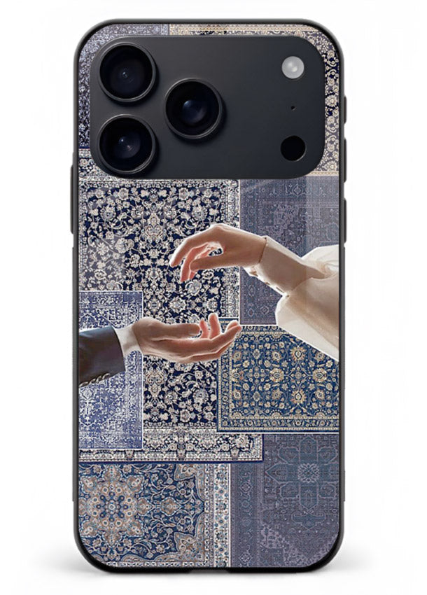 Aesthetic hands artwork printed on tempered glass iPhone 18 Pro Max back cover