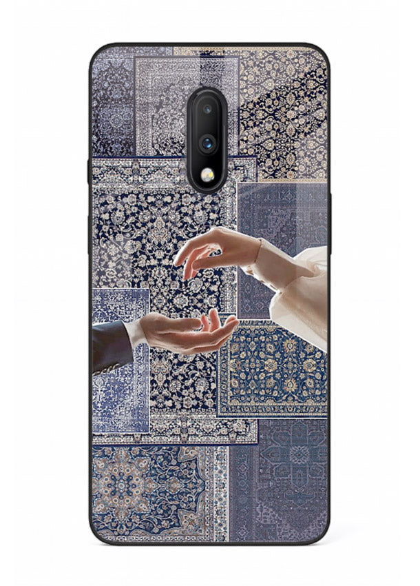 Aesthetic hands artwork printed on tempered glass OnePlus 7 back cover