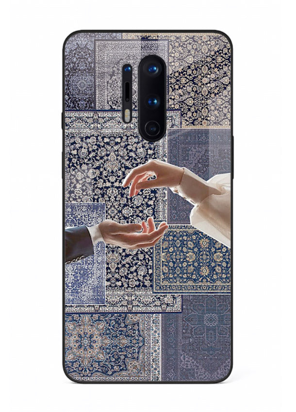 Aesthetic hands artwork printed on tempered glass OnePlus 8 Pro back cover