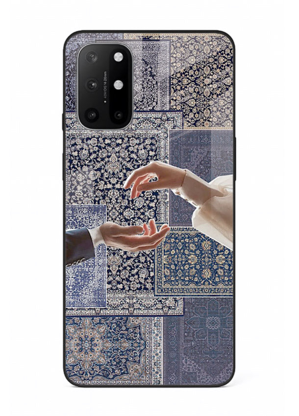 Aesthetic hands artwork printed on tempered glass OnePlus 8T back cover