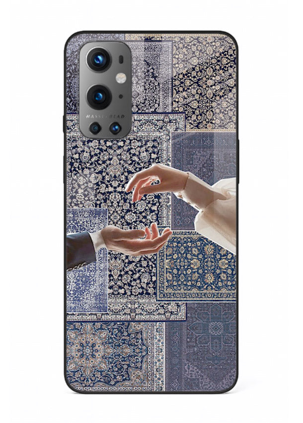 Aesthetic hands artwork printed on tempered glass OnePlus 9 back cover
