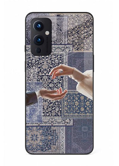 Aesthetic hands artwork printed on tempered glass OnePlus 9 Pro back cover
