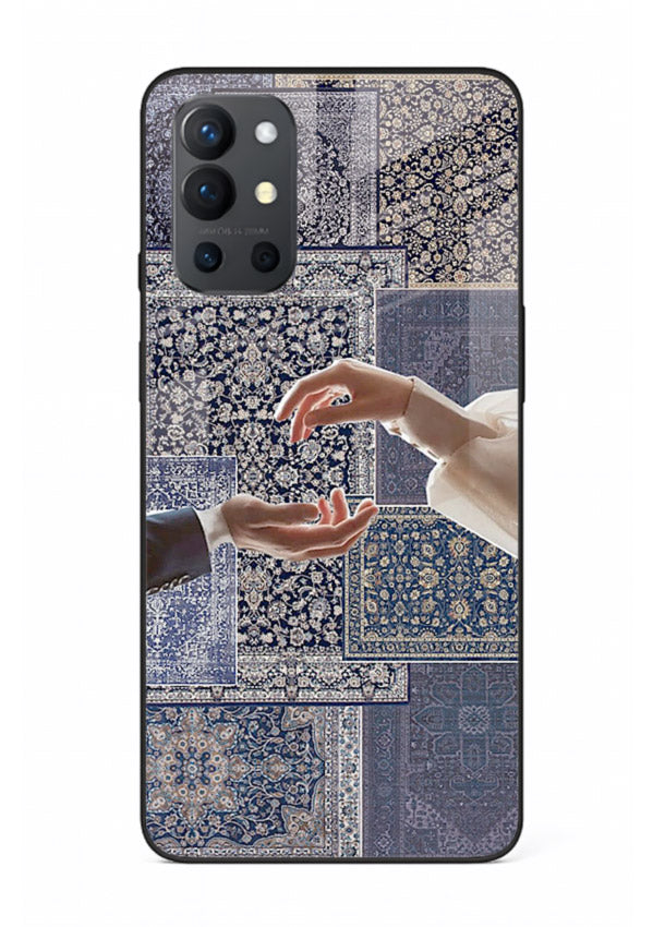 Aesthetic hands artwork printed on tempered glass OnePlus 9R back cover