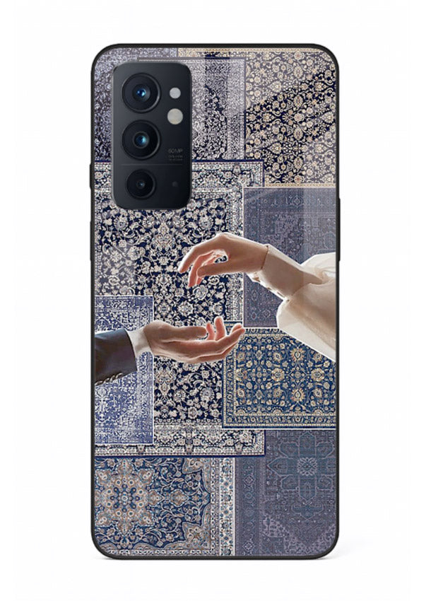 Aesthetic hands artwork printed on tempered glass OnePlus 9RT back cover