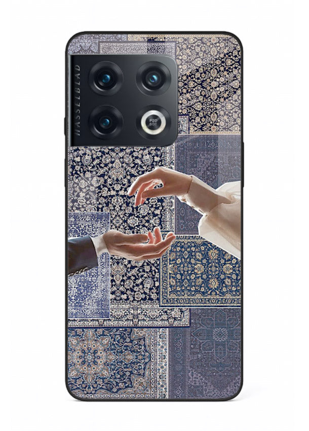Aesthetic hands artwork printed on tempered glass OnePlus 10 Pro back cover