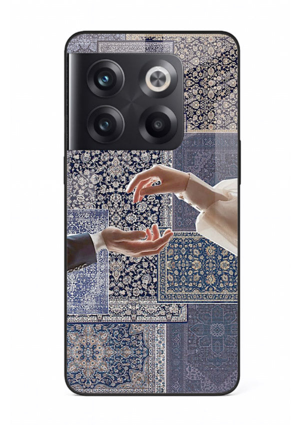 Aesthetic hands artwork printed on tempered glass OnePlus 10T back cover