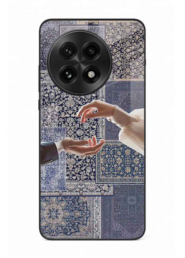 Aesthetic hands artwork printed on tempered glass OnePlus 13R back cover