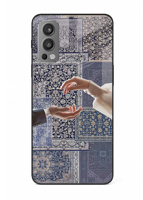 Aesthetic hands artwork printed on tempered glass OnePlus Nord 2 back cover