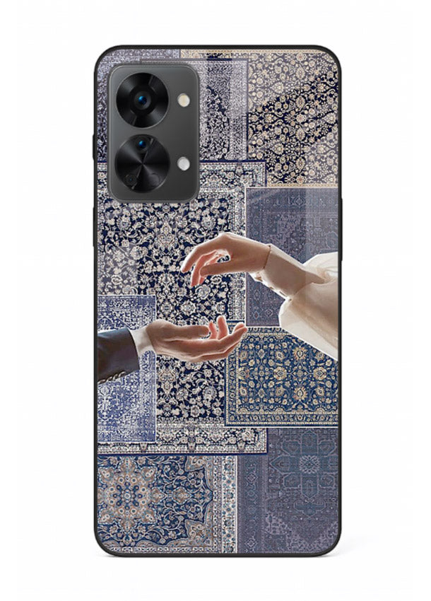 Aesthetic hands artwork printed on tempered glass OnePlus Nord 2T back cover