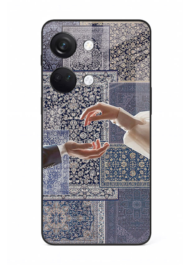 Aesthetic hands artwork printed on tempered glass OnePlus Nord 3 back cover