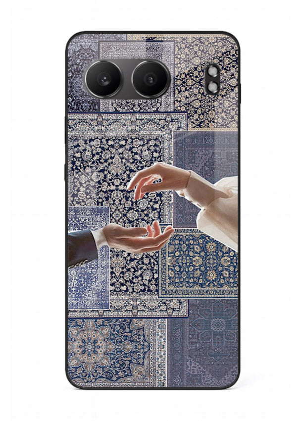 Aesthetic hands artwork printed on tempered glass OnePlus Nord 4 back cover