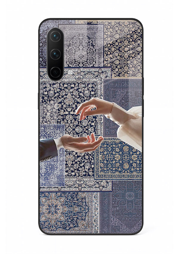 Aesthetic hands artwork printed on tempered glass OnePlus Nord CE 5G back cover