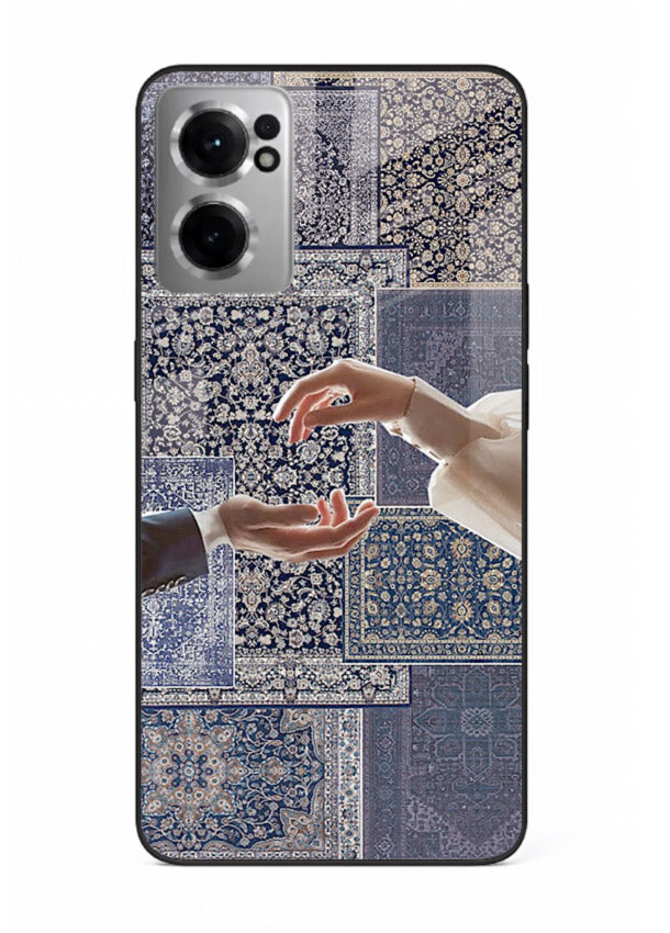 Aesthetic hands artwork printed on tempered glass OnePlus Nord CE2 5G back cover