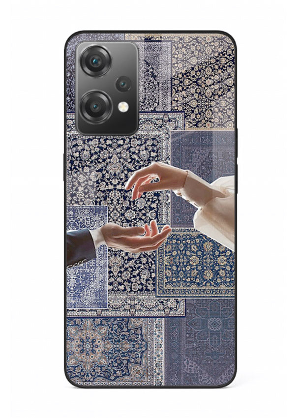 Aesthetic hands artwork printed on tempered glass OnePlus Nord CE2 Lite 5G back cover